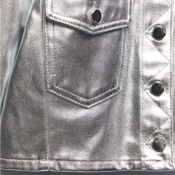 Zara SILVER CROPPED JACKET METALLIC - Picture 3 of 6